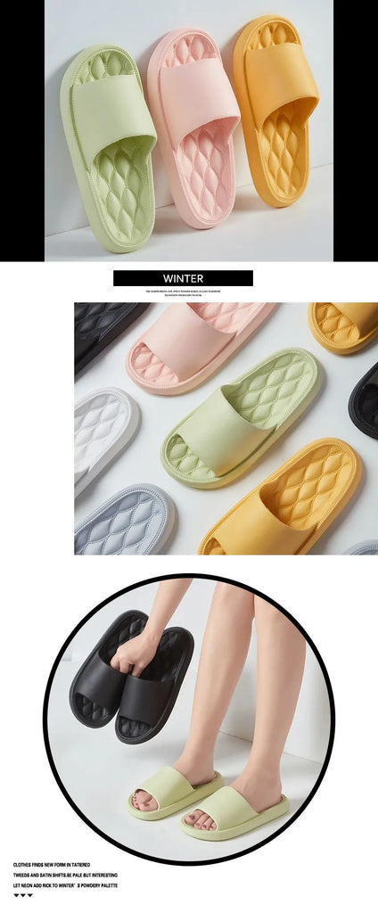 Home Slippers Summer Women Men Thick Platform Non Slip Silent Sandals Fashion Soft Soled Couple Flip-flops Ladies Outdoor Shoes