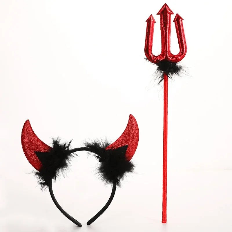 Halloween Children Party Necessary Baby Girls Red Wig Witch Vampire Cosplay Dress up Kids Girl Black Headband Accessories Gifts