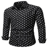 2024 Summer Men s Long Sleeve Button Up Shirt with Black White Polka Dots Casual Fashion