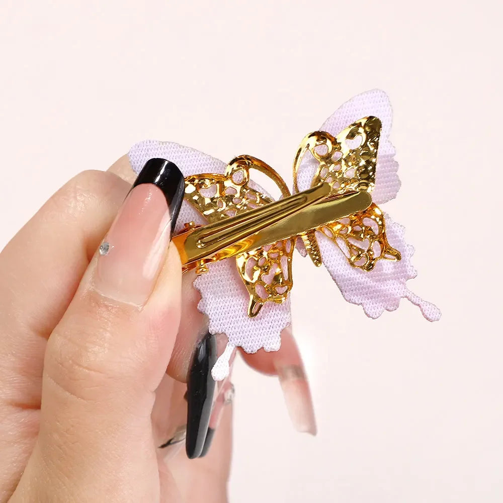 2/6Pcs Colorful Butterfly Hairpins Girl Hair Clips Barrettes Women Sweet Hair Ornament Rainbow Headwear Fashion Hair Accessories