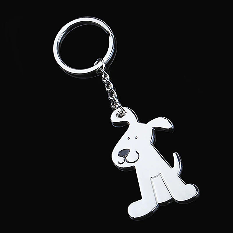 1pcs Creative Cartoon Cat Dog Metal Keychain Cute Animal Key Ring Charms Pet Lovers Souvenir Bag Pendant Ornaments Accessories