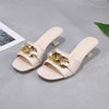 Women Slippers Women's Mules Slides Shoes Female Clear Heels Sandals with Chain Thin Heels Open Toe Outdoor Party Footwear