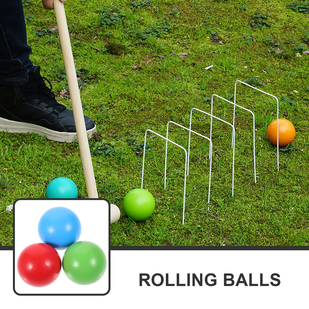 6Pcs Croquet Wooden Ball Set Children'S Outdoor Lawn Croquet Toy Bocce Balls Children Rolling Bocce Balls Recreational Sports