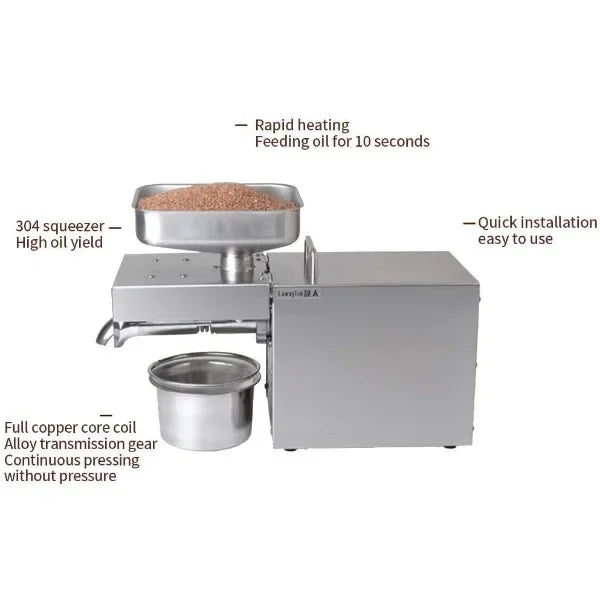 Kitchen Oil Press Machine Electric Automatic Oil Press Extractor Organic Oil Expeller for Avocado Coconut Flax Peanut Castor