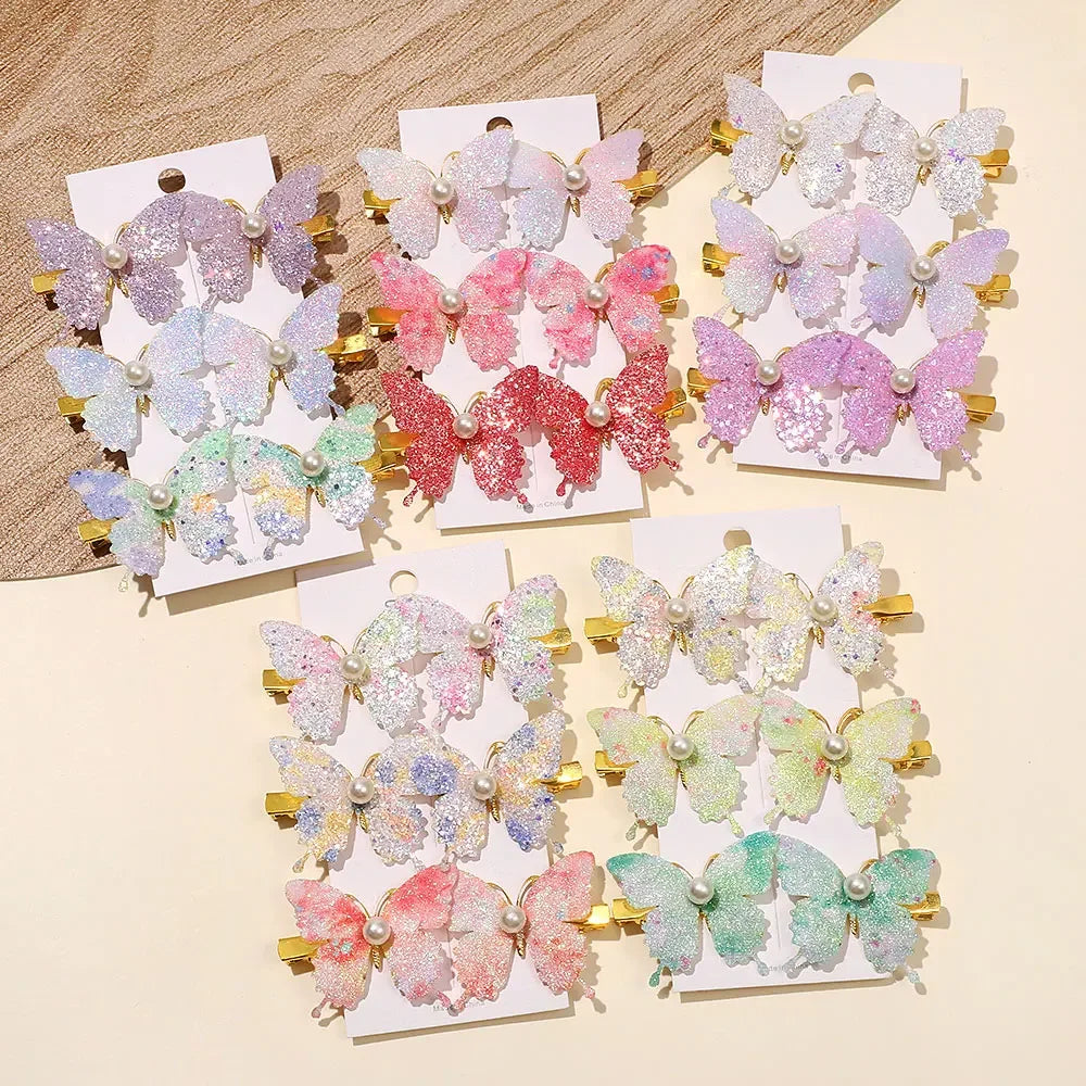 2/6Pcs Colorful Butterfly Hairpins Girl Hair Clips Barrettes Women Sweet Hair Ornament Rainbow Headwear Fashion Hair Accessories