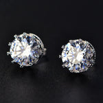 Load image into Gallery viewer, New Lab Diamond Created Shiny Moissanite Gemstone 925 Sterling Silver Crown Stud Earrings Crystal Jewelry For Women Wedding Gift
