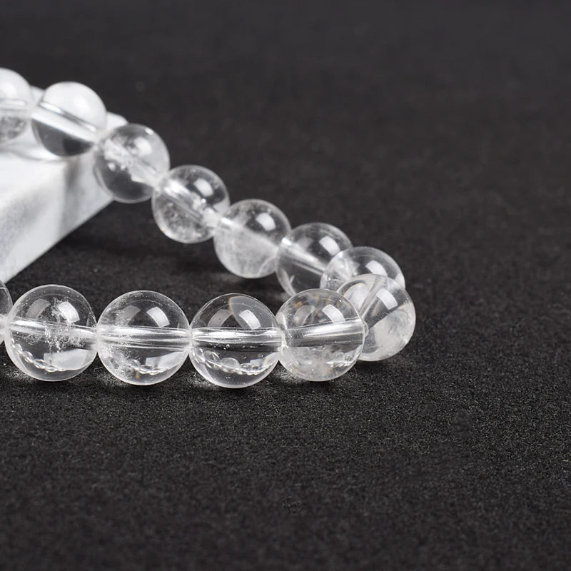 Natural Clear Quartzs Bracelet White Transparency Healing Crystal Energy Stone Boho Reiki Gem Stone Beads Simple Yoga Jewelry