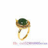 Green Jade Ring Vintage Women Adjustable Rings Accessories Jewelry Gift Designer Gemstone 925 Silver Natural Luxury Charm Gifts