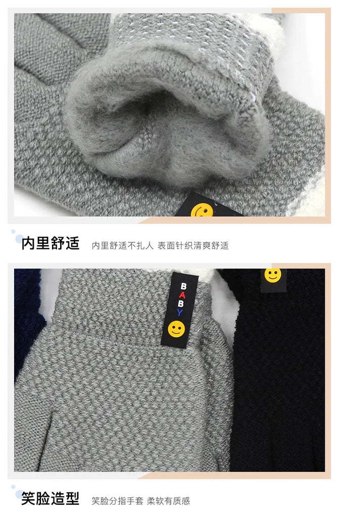 6-10 Years Old New Fashion Kids Thick Knitted Gloves Warm Winter Gloves Children Stretch Mittens Boy Girl Infant Accessories