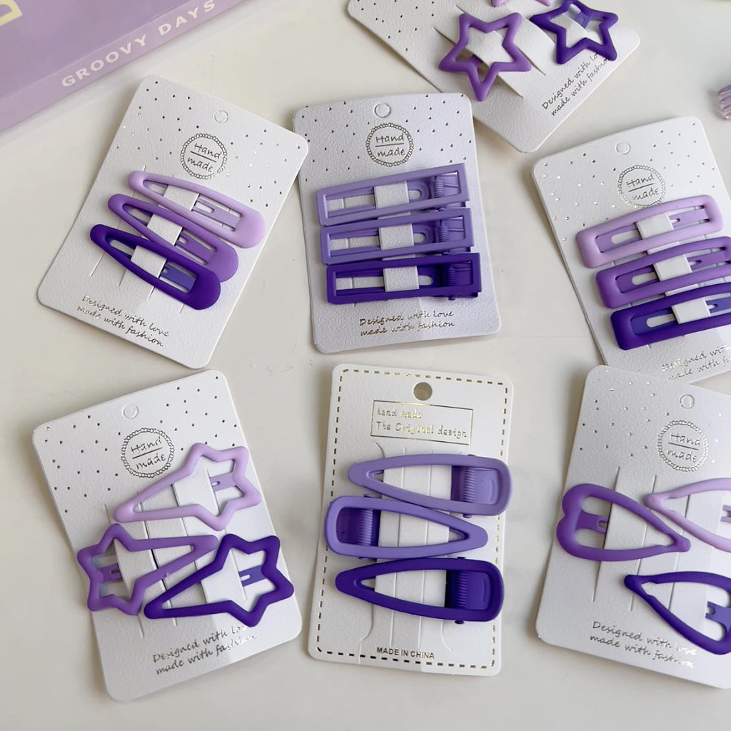 3pcs New Purple Gradient Hair Pin Sweet Basic Star Dripping Hair Clips for Girls Headwear Headdress Girls Kids Hair Accessories