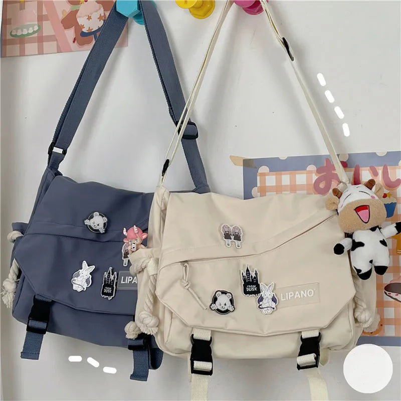 Fashion Women Canvas Shoulder Bags For Youth Casual Ladies Large Capacity Crossbody Bags Solid Handbags Messenger Bags for Women