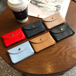 Load image into Gallery viewer, Leather Mini Envelope Change Pocket Simple Buckle Cowhide Large Capacity Card Bag Women's Coin Wallet Bank Card Earphone Bag
