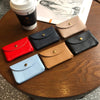 Leather Mini Envelope Change Pocket Simple Buckle Cowhide Large Capacity Card Bag Women's Coin Wallet Bank Card Earphone Bag