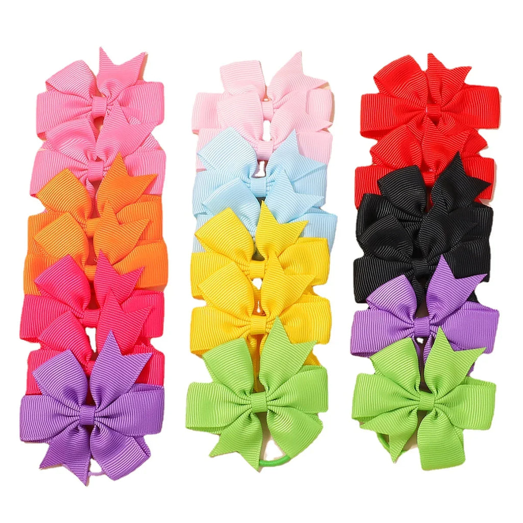 20PCS/Set New Bowknots Elastic Hair Bands for Girls Hair Rope Hair Tie Ponytail Holder Kids Baby Hair Accessories New Year Gift