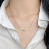 316L Stainless Steel New Fashion Fine Jewelry Japan Style Intersecting Shape Pearl Charm Chain Choker Necklace Pendant For Women