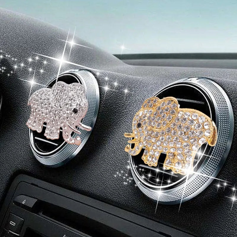 Bling Aroma Vent Clip Auto Interior Decor Fragrance Smell Perfume Air Freshener Car Ornaments Diamond Elephant Car Accessories