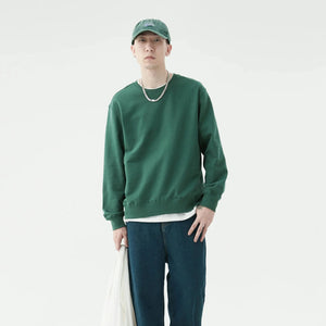 Heavy Weight Pure Cotton Solid Round Neck Morandi Terry Sweater Autumn and Winter New Loose Versatile Top Trend