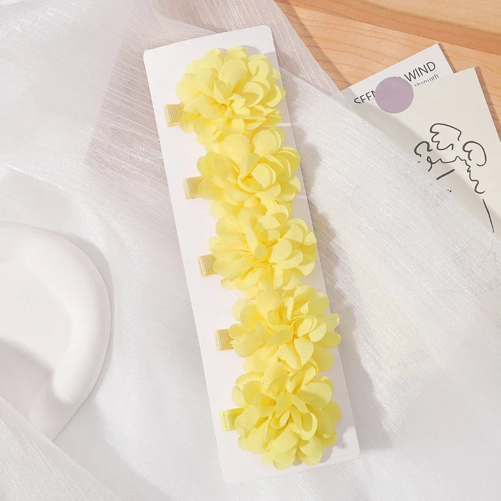 5/3Pcs Children Handmade Chiffon Petals Poppy Flower Hair Clips Rolled Rose Fabric Hair Flowers for Kids Girls Hair Accessories