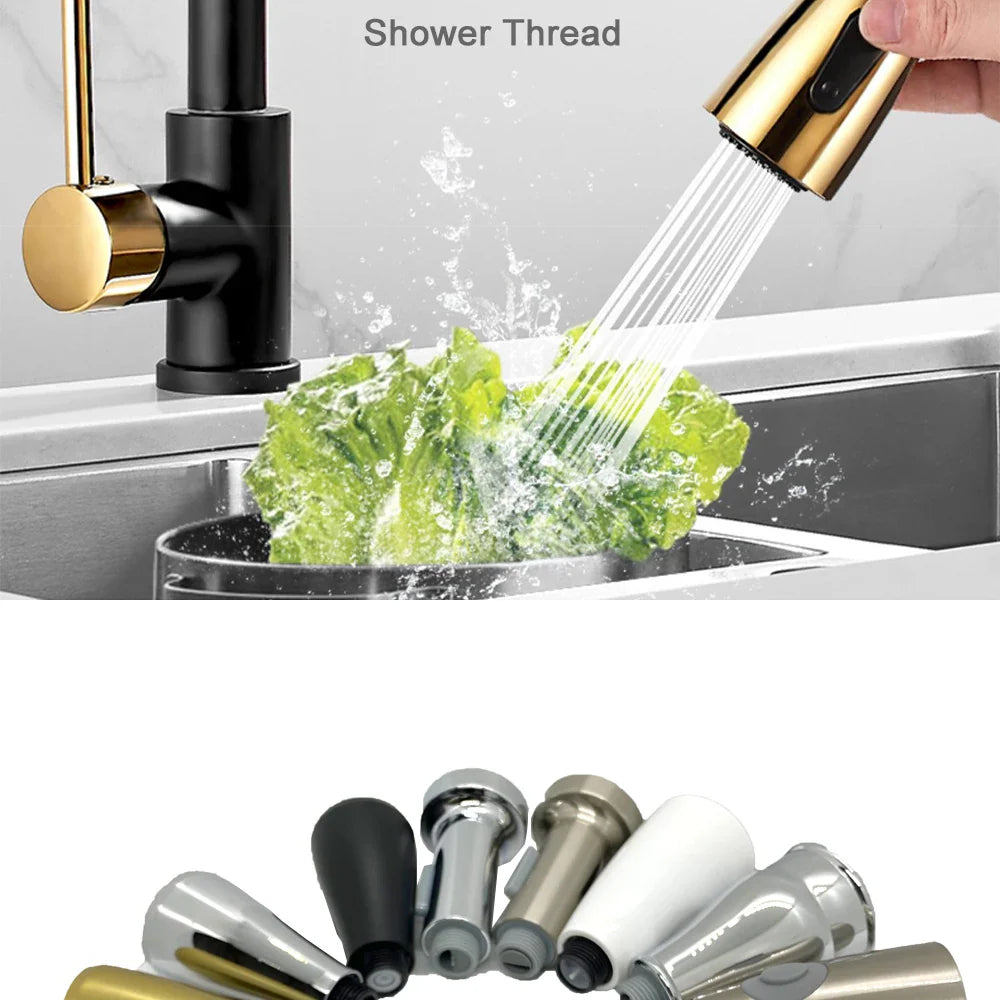 Kitchen Faucet Sprayer Nozzle Pull Out Shower Spray Head G1/2 Tap Accessory Replacement Black Golden Head Aerator Nozzle