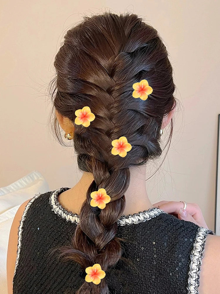 AWAYTR 5Pcs/Set Sweet Plumeria Hairpin Hair Clips For Kids Girls Flower Hairpins Mini Hair Clips Duckbill Clip Hair Accessories