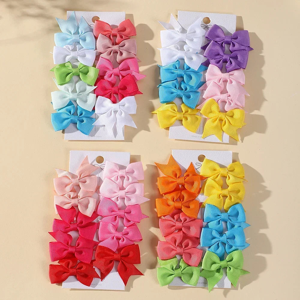 10Pcs/Set Cheer Bow Solid Ribbon Hair Clips Pin for Girl Handmade Bows Hairpin Barrettes Children Headwear Kids Hair Accessories