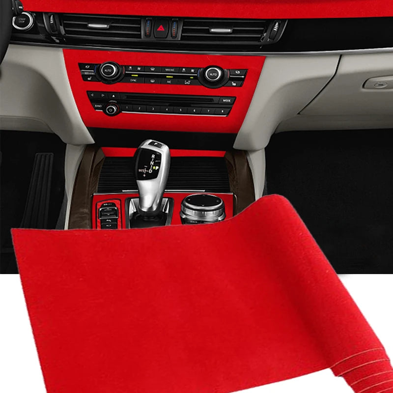 DIY Car Velvet Cloth Sticker Flannel Fabric Self-adhesive Adhesive Car Interior Decoration Decal Black Gray Red Decor 20X148cm