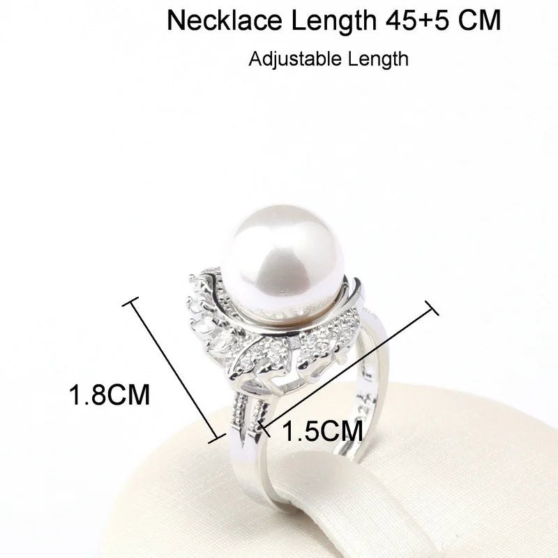 Freshwater Pearl with Beads Jewelry Sets Silver 925 Jewelry Wedding Accessory For Women Earrings/Pendant/Ring/Necklace Gift Set