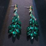 Load image into Gallery viewer, FYUAN Vintage Green Peacock Crystal Earrings for Women Long Tassel Earring Weddings Jewelry
