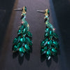 FYUAN Vintage Green Peacock Crystal Earrings for Women Long Tassel Earring Weddings Jewelry