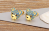Nidin New Arrival Fashion Cute Zircon Little Bear Stud Earrings 8 Colors For Women Girls Ear Jewelry Accessories Delicate Gifts