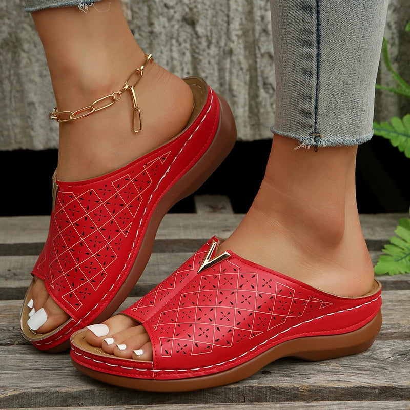 Summer Women Wedge Sandals Premium Orthopedic Open Toe Sandals Vintage Anti-slip Leather Casual Female Platform Retro Shoes