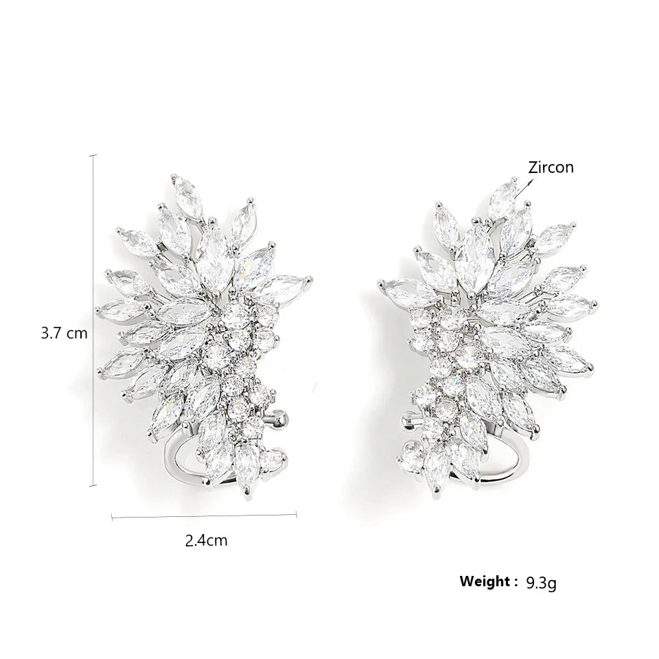 ZAKOL Luxury Shiny Cubic Zirconia Flower Stud Earrings Gorgeous Sliver Color Wedding Party Jewelry Gift for Women