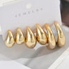 6Pcs Glossy Ccb Gold Plated Geometric Irregular Tear Drop Stud Earrings for Women Trendy Twisted Chunky Hoop Earrings Jewelry