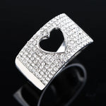 Load image into Gallery viewer, Luxury Crystal Rings for Women Hollow Love Heart Punk Design White Cubic Zircon Wide Finger Ring Silver Plated Jewelry Gift

