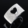 Luxury Crystal Rings for Women Hollow Love Heart Punk Design White Cubic Zircon Wide Finger Ring Silver Plated Jewelry Gift