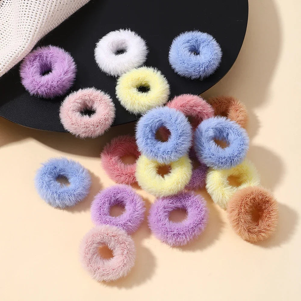 5Pcs/lot New Elastic Hair Band Hair Tie for Girl Plush Color Matching Hair Rope Children's Ponytail Support Headwear Accessories