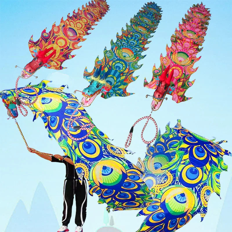 6/8/10/12m Chinese Ribbon Dragon Dance Accessories For Adults Fitness Props Outdoor Funny Practice Gift New Year Performance