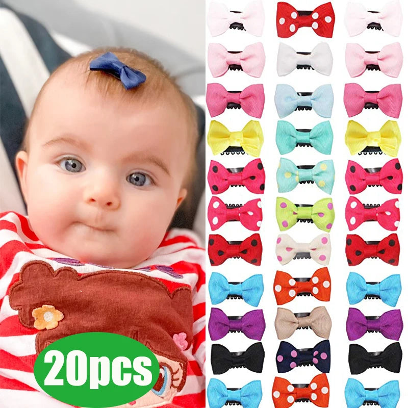 10/20Pcs Candy Color Baby Mini Small Bow Hair Clips Safety Hair Pins Barrettes for Children Girls Kid Hair Accessories Wholesale