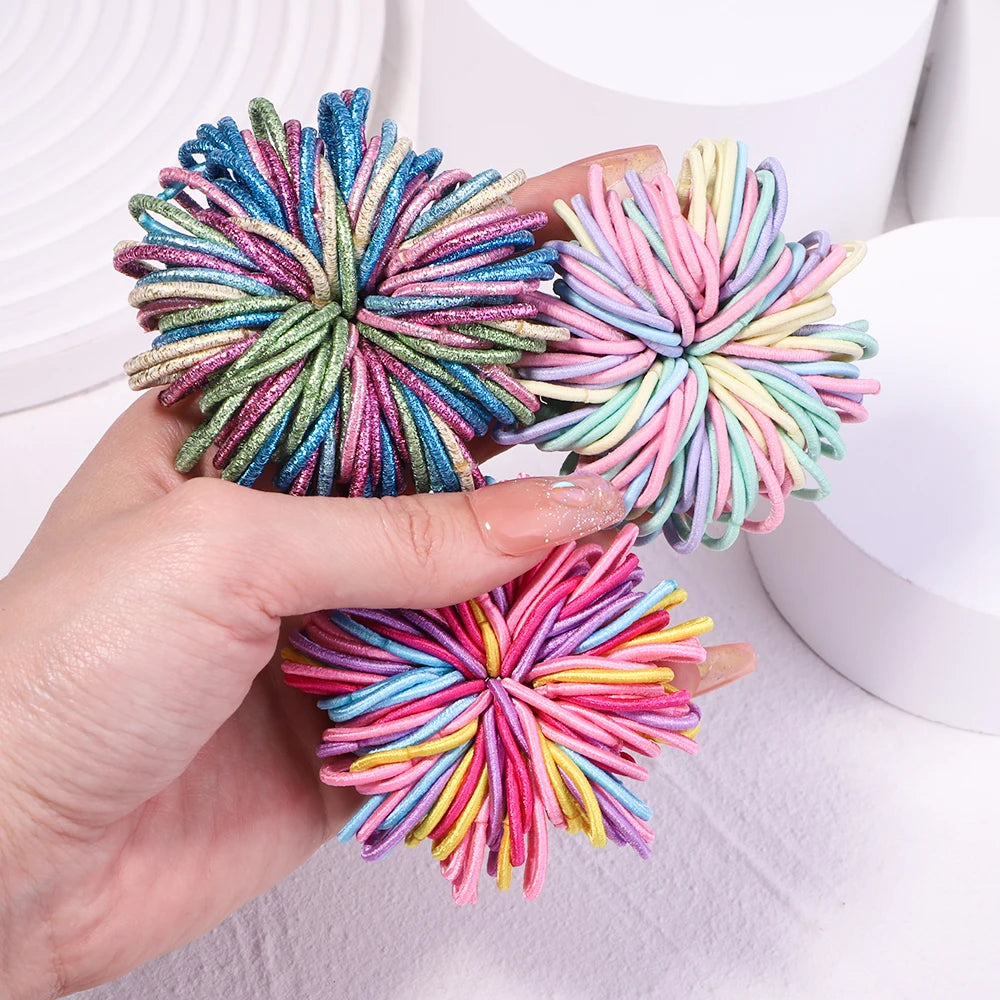 50/100Pcs Baby Girl Rubber Bands Hairband Candy Color Elastic Hair Bands Kids Women Headband Scrunchie Ponytail Hair Accessories