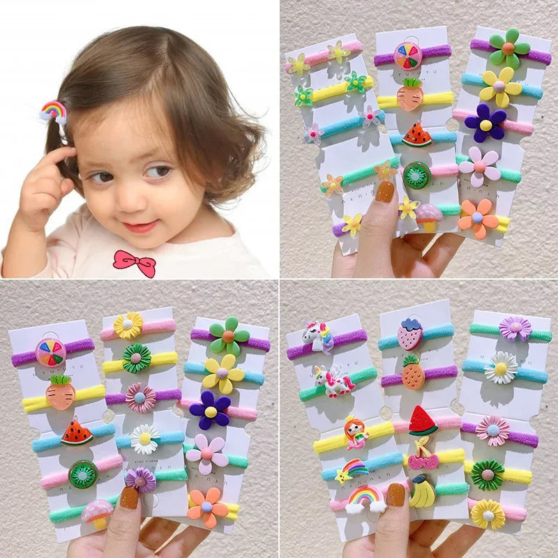 10pcs Hair Accessories Girls Ties Headbands Colets Cabello Cheveux Haargummi Elastiekjes Haar Kids Kinder Meisje Cabelo Cute