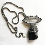 Load image into Gallery viewer, 10pcs Black Tourmaline Tibetan Quartz Crystal Statement Necklace Goth Wicca Boho Punk Rock Festival Schorl Unisex Jewlery
