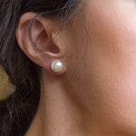 Load image into Gallery viewer, Korean Style Stud Earrings for Women Simulation Pearl Stainless Steel Hypoallergenic Jewelry Silver Color Earring Wholesale
