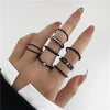 Punk Snake Black Rings Set For Women Vintage Geometric Metal Cross Rings Set 2022 Fashion Trend Personality Jewelry Gifts