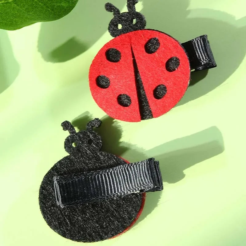 ncmama 2Pcs/set Cute Ladybug Hair Clips for Children Sweet Girls Cartoon Animal Hairpin Kids Barrettes Headwear Hair Accessories