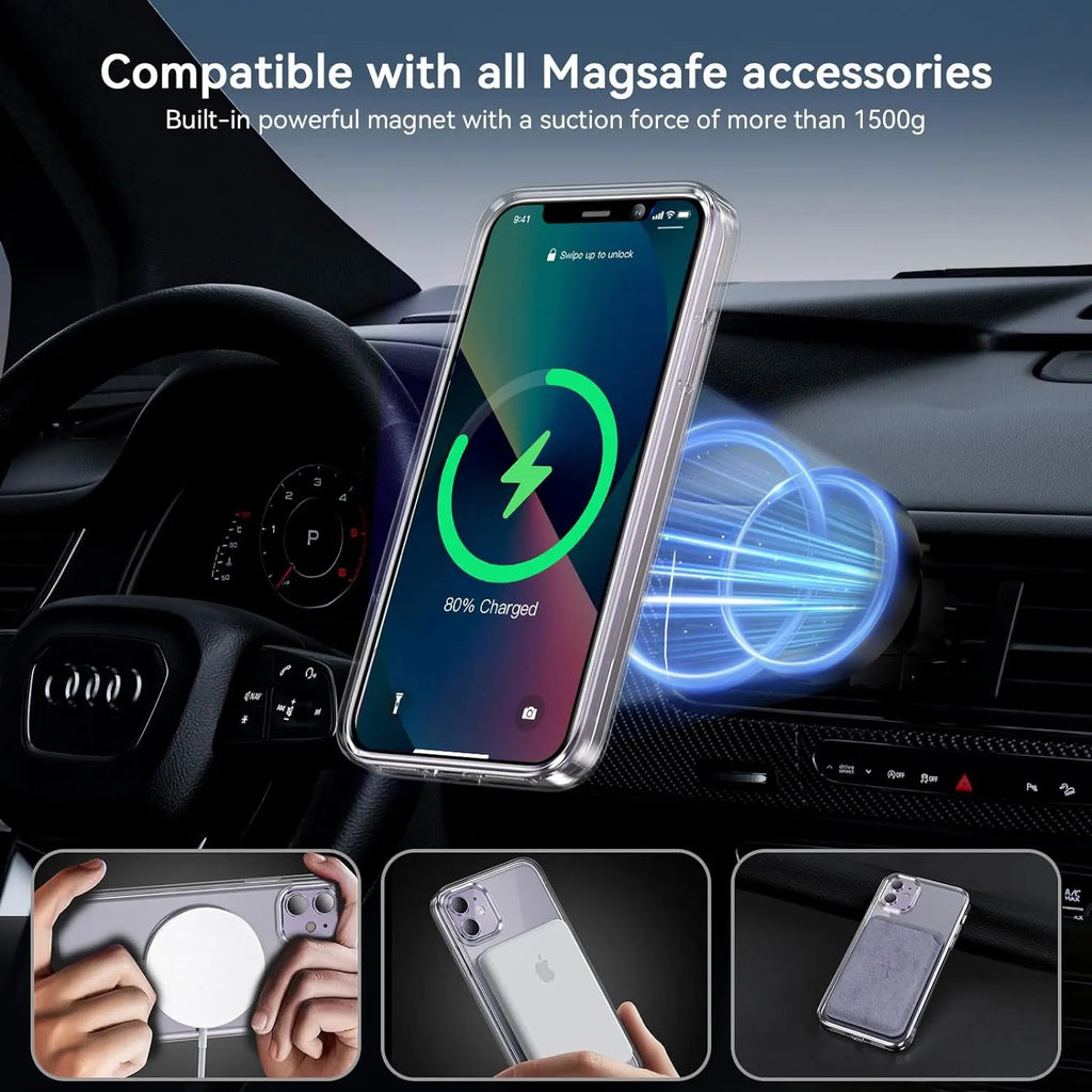 Shockproof Magnetic Case for iPhone 11 12 13 14 15 Pro Max Mini iPhone X Xs XR Protective Phone Case With Screen Protector Glass