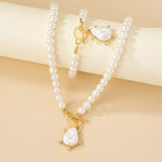 Load image into Gallery viewer, Irregular Imitation Pearl Pendant Bracelet Necklace Set For Women's Collarbone Chain Holiday Party Gift Fashion Jewelry AS007
