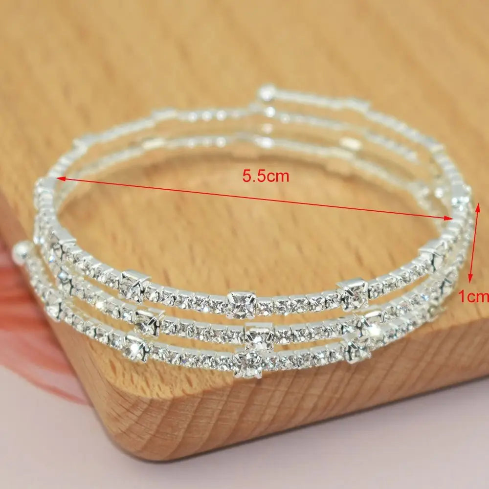 Fashion Silve/Gold Crystal Bracelet Shining Full Rhinestone Hand Wrist Bracel 3/5 Rows Cubic Zirconia Bridal Jewelry Wedding