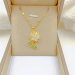 Load image into Gallery viewer, Fashionable and Versatile Micro-set Rotatable Sunflower Stainless Steel Necklace Creative Niche Design Pendant
