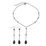 Load image into Gallery viewer, KunJoe Gothic Black Crystal Pendant Earrings Necklace Set for Women Vintage Punk Metal Chain Jewelry Set Party Gifts
