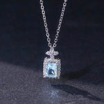 Load image into Gallery viewer, 1 Pc Fashion Water Drop Square Full Diamond Exquisite Zircon Copper Silver Colour Necklace Women Causal Daily Prom Gifts Jewelry
